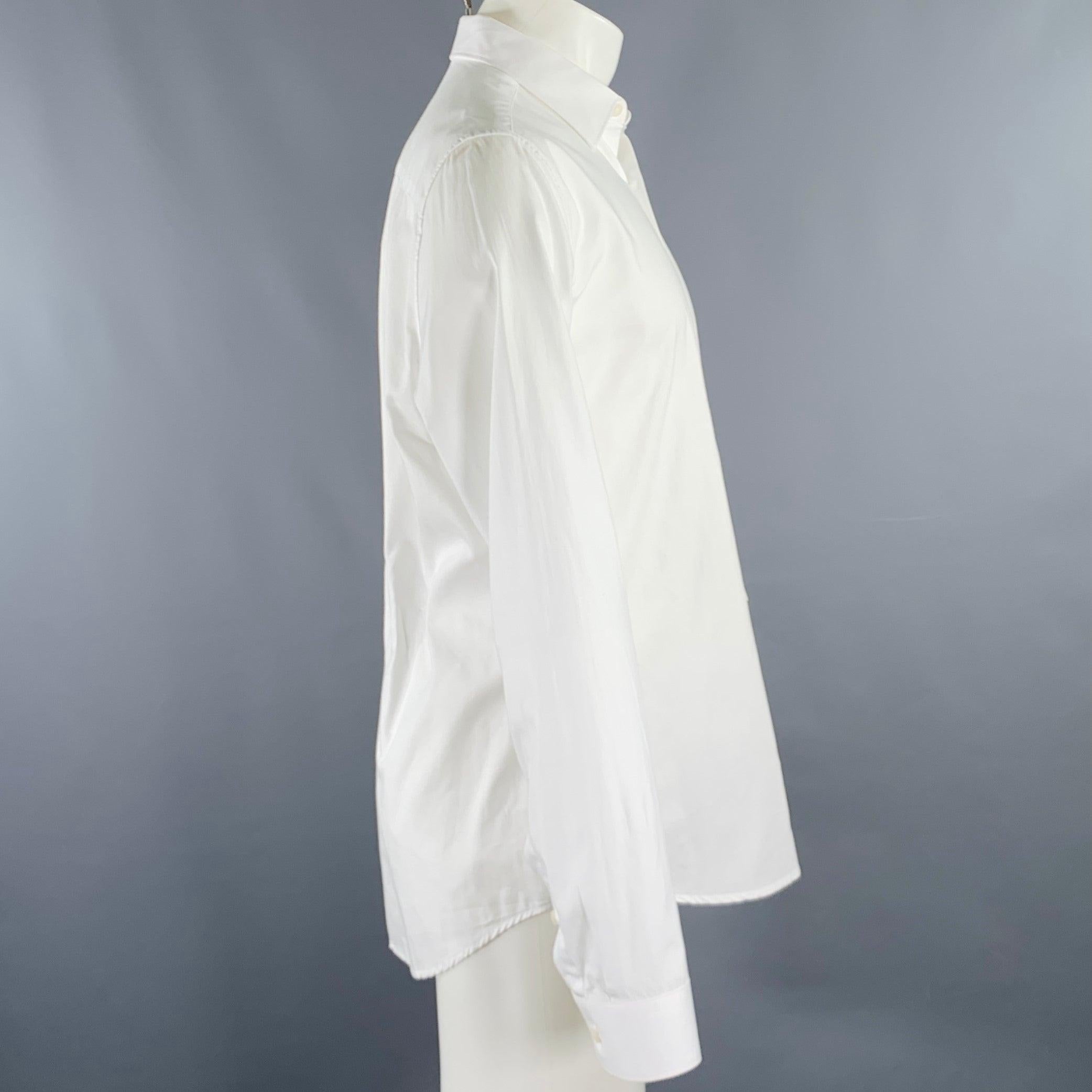 Gray VERSACE COLLECTION Size M White Cotton Button Up Long Sleeve Shirt For Sale