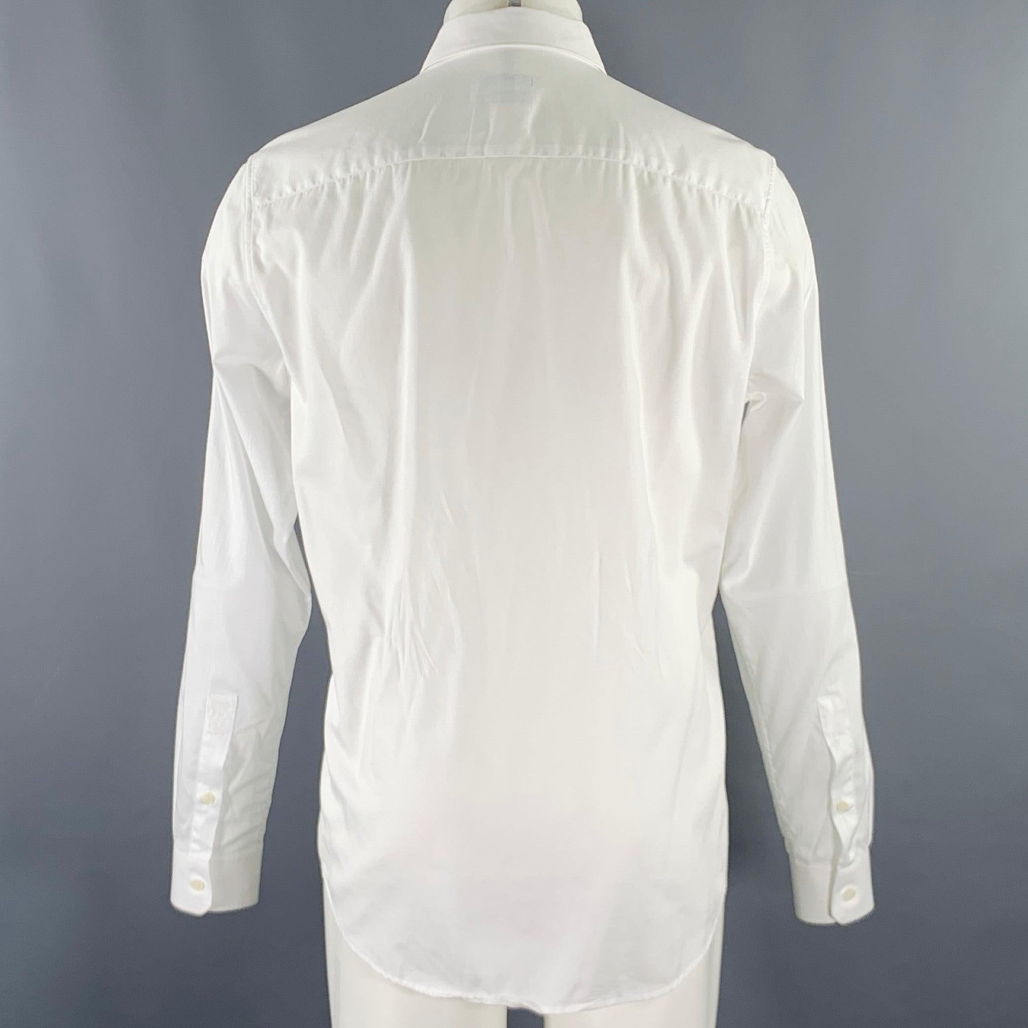 VERSACE COLLECTION Size M White Cotton Button Up Long Sleeve Shirt In Excellent Condition For Sale In San Francisco, CA