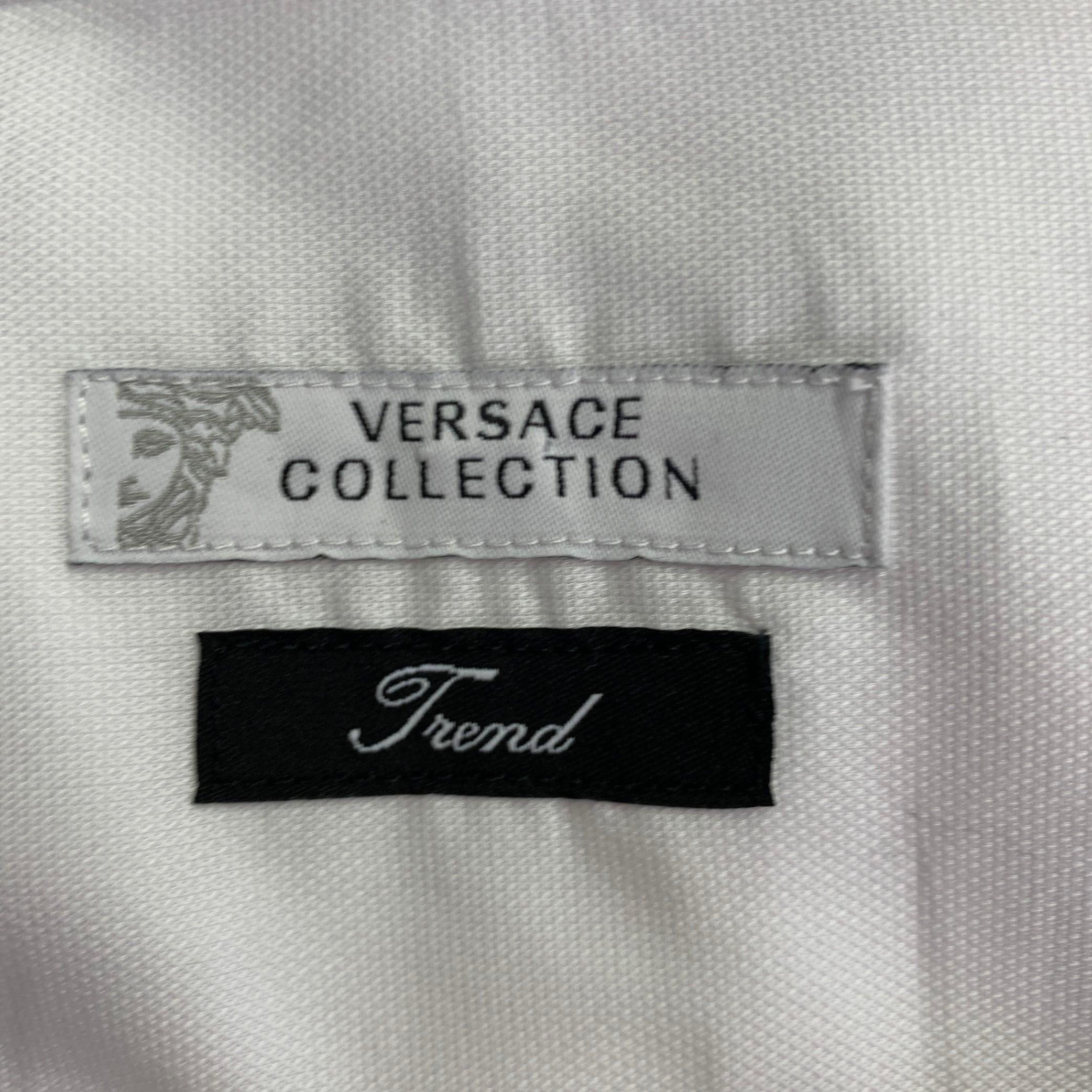 Men's VERSACE COLLECTION Size M White Cotton Button Up Long Sleeve Shirt For Sale