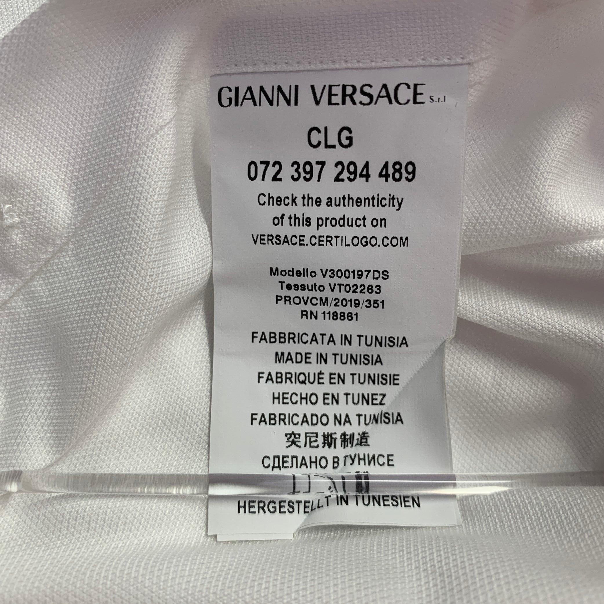VERSACE COLLECTION Size M White Cotton Button Up Long Sleeve Shirt For Sale 1