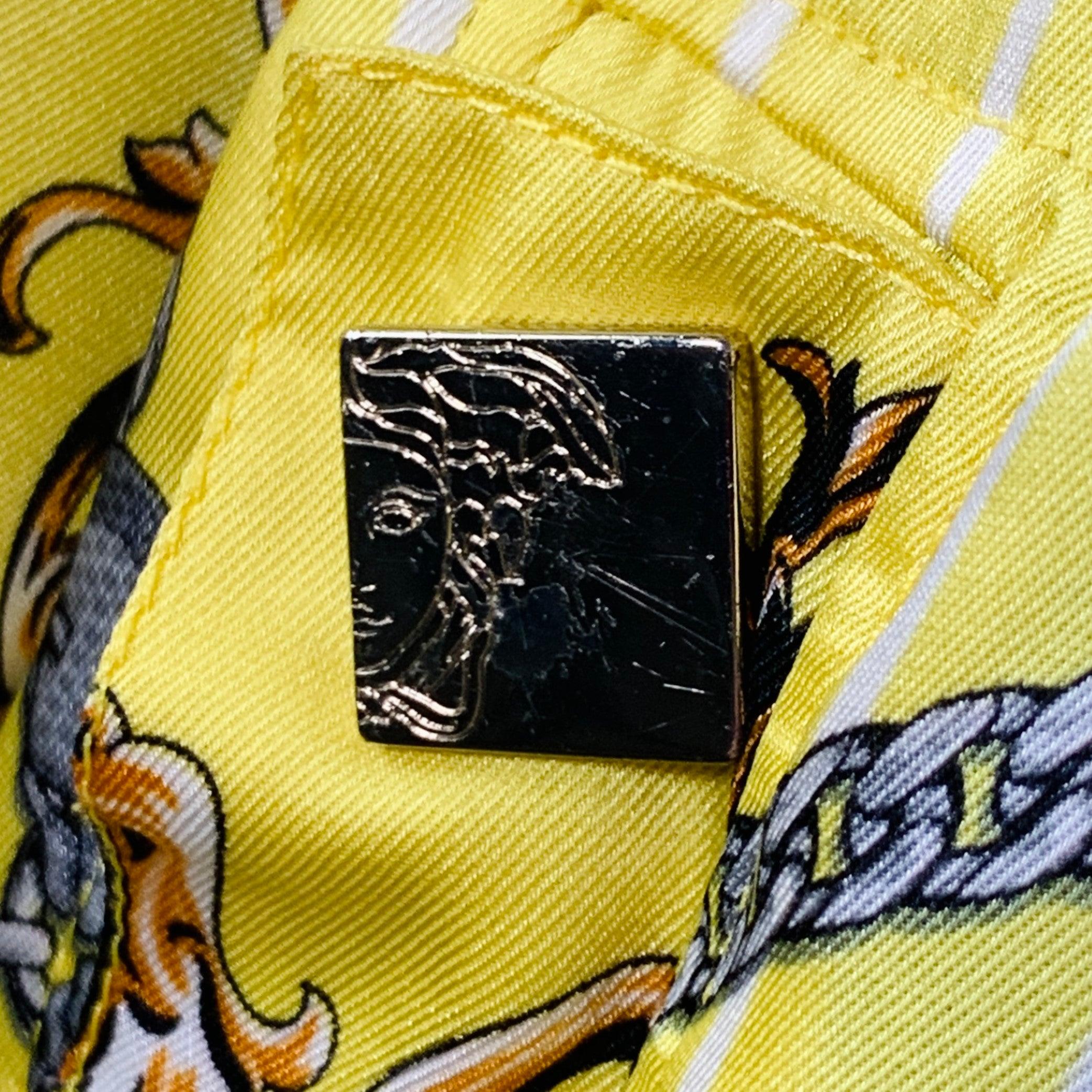 Versace Collection S taglia M Giallo Nero Catena Bomber in Poliestere In condizioni buone in vendita a San Francisco, CA