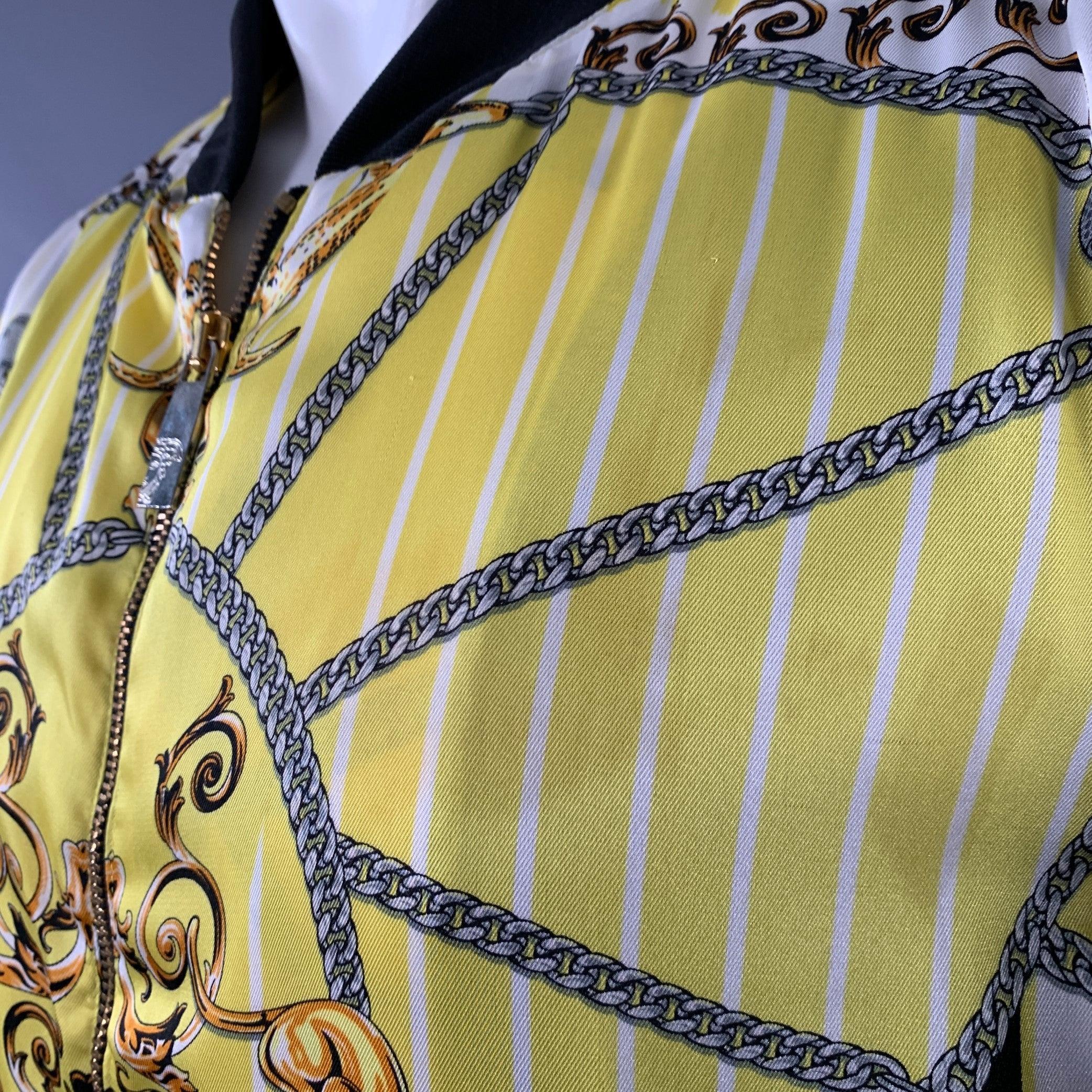Uomo Versace Collection S taglia M Giallo Nero Catena Bomber in Poliestere in vendita
