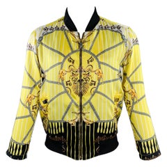 VERSACE COLLECTION Talla M Chaqueta bomber de poliéster amarillo negro con cadenas