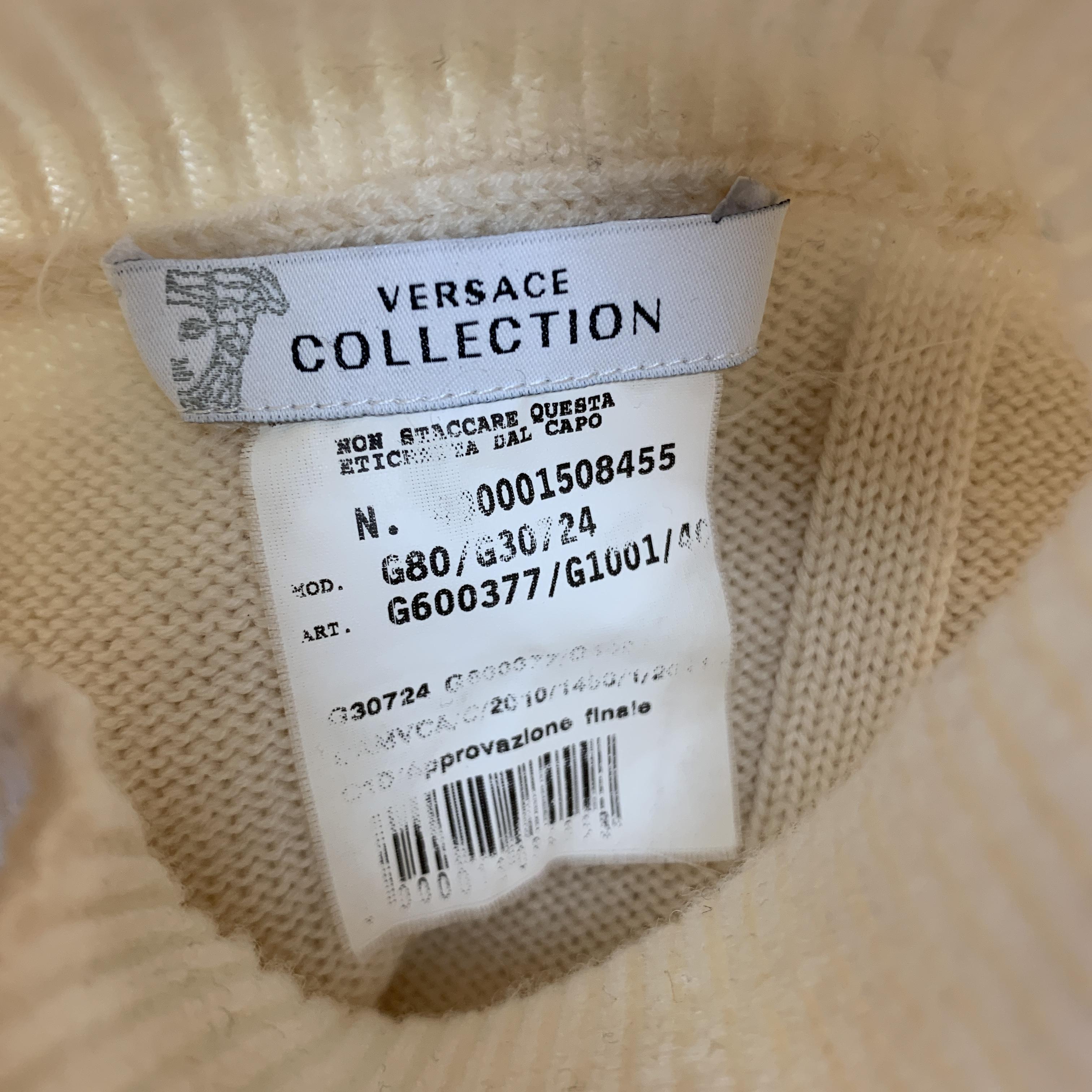VERSACE COLLECTION Size S Cream Textured Turtleneck Medusa Belt Pullover 2