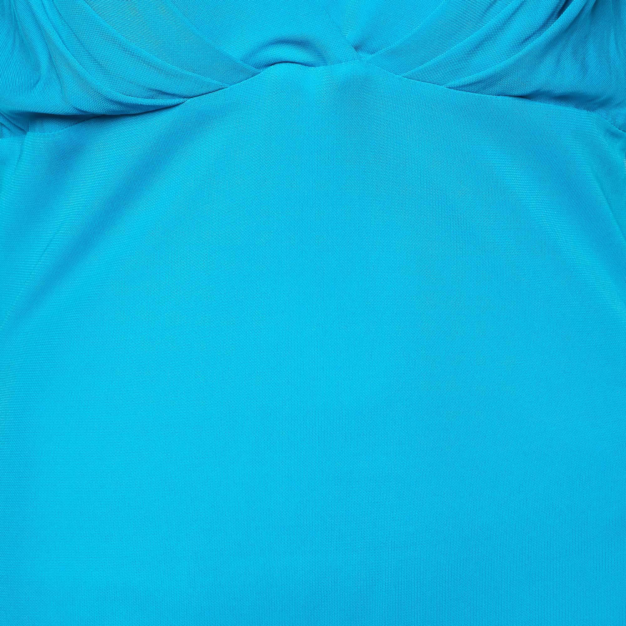 Versace Collection Turquoise Blue Jersey Midi Dress L In New Condition In Dubai, Al Qouz 2