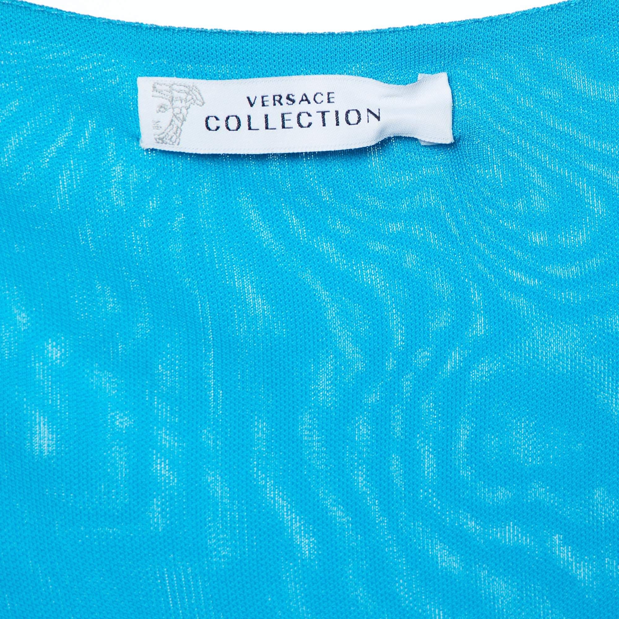 Women's Versace Collection Turquoise Blue Jersey Midi Dress L