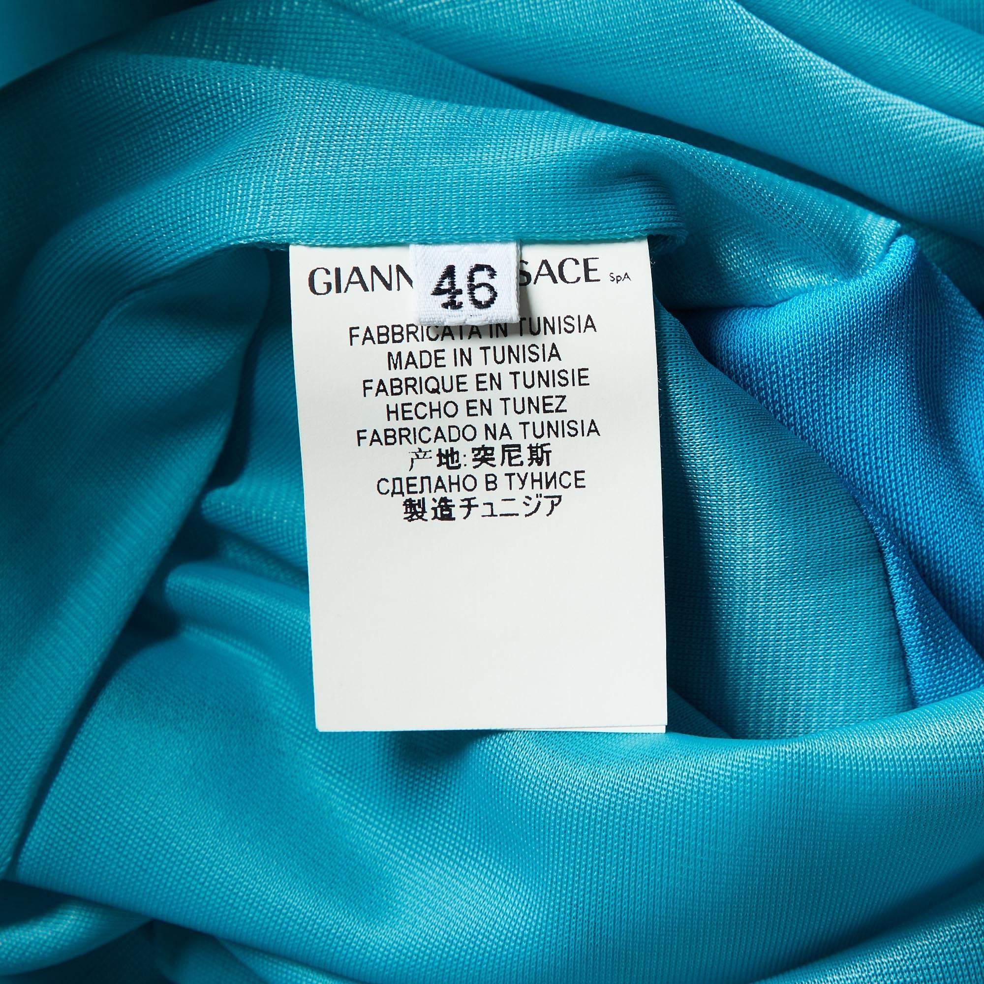 Versace Collection Turquoise Blue Jersey Midi Dress L 1