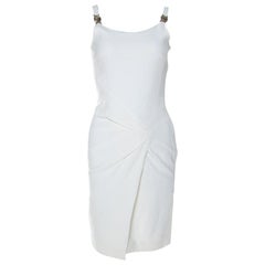 Versace Collection White Stretch Crepe Front Overlap Detail Sleeveless Dress S