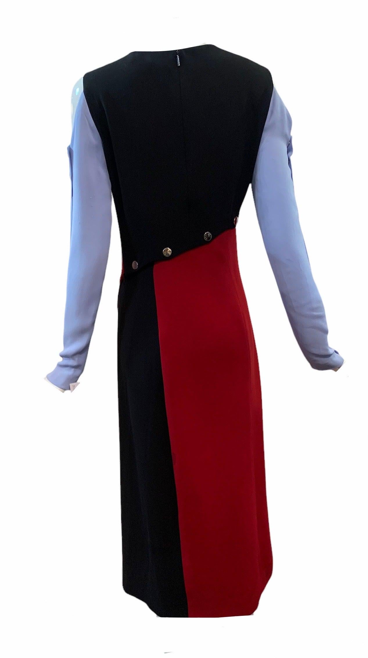 Rouge Robe Color Block de Versace avec boutons-pression chromés, 2013 en vente