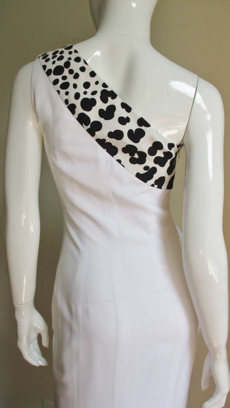 Versace Color Block One Shoulder Silk Dress 3