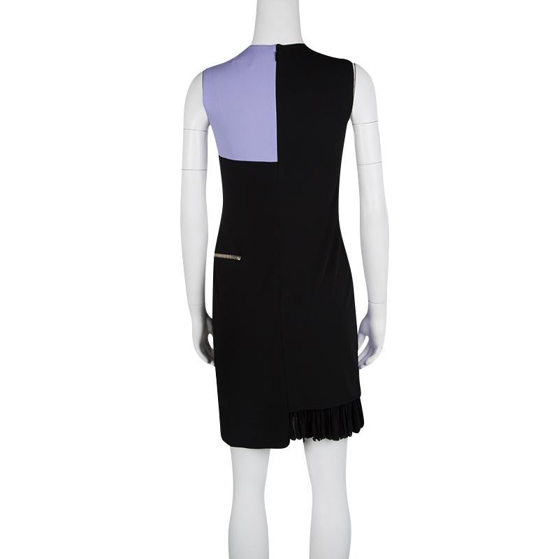 Purple Versace Colorblock Ruffle Bottom Hem Detail Sleeveless Dress S