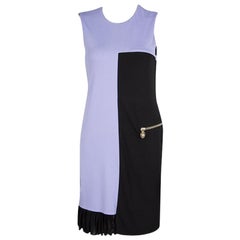 Versace Colorblock Ruffle Bottom Hem Detail Sleeveless Dress S