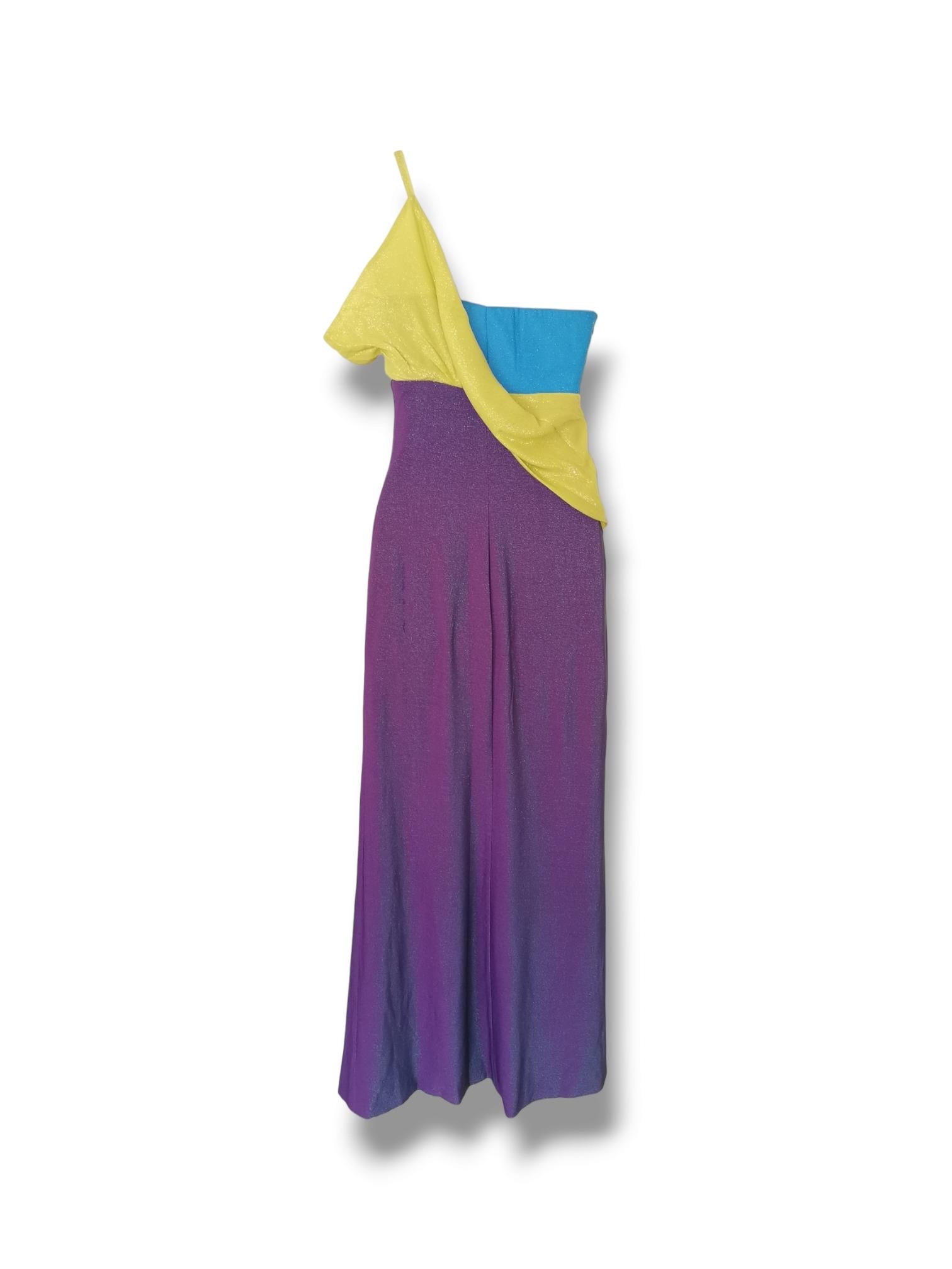 Versace colour block runway gown, FW 1997 In Good Condition For Sale In London, GB