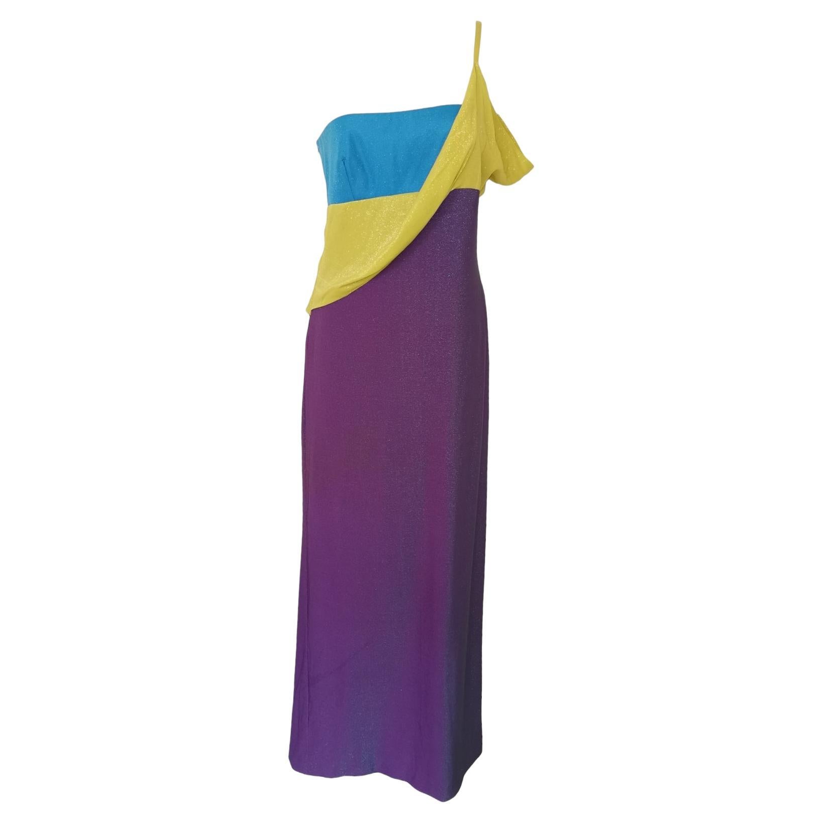 Versace colour block runway gown, FW 1997 For Sale