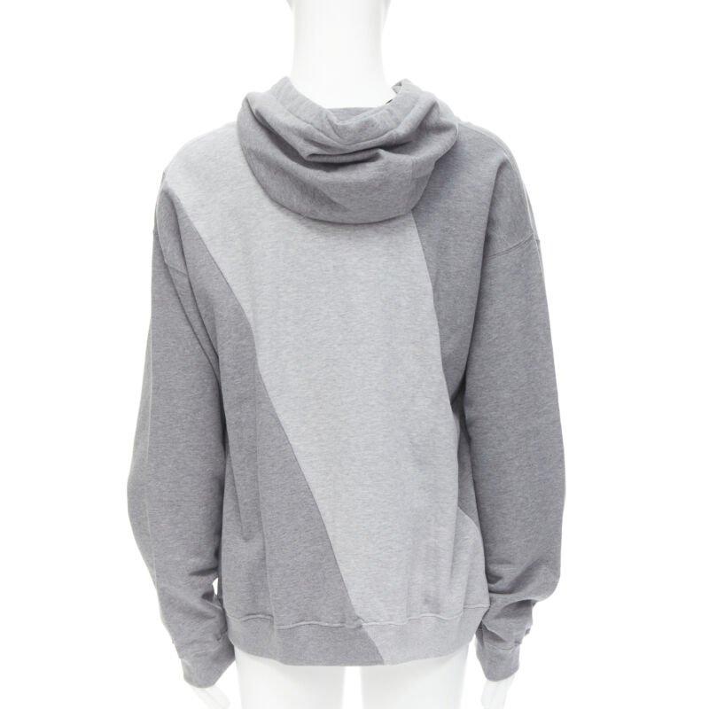 Men's VERSACE Compilation deconstructed mixed logo cotton hoodie grey melange XS For Sale