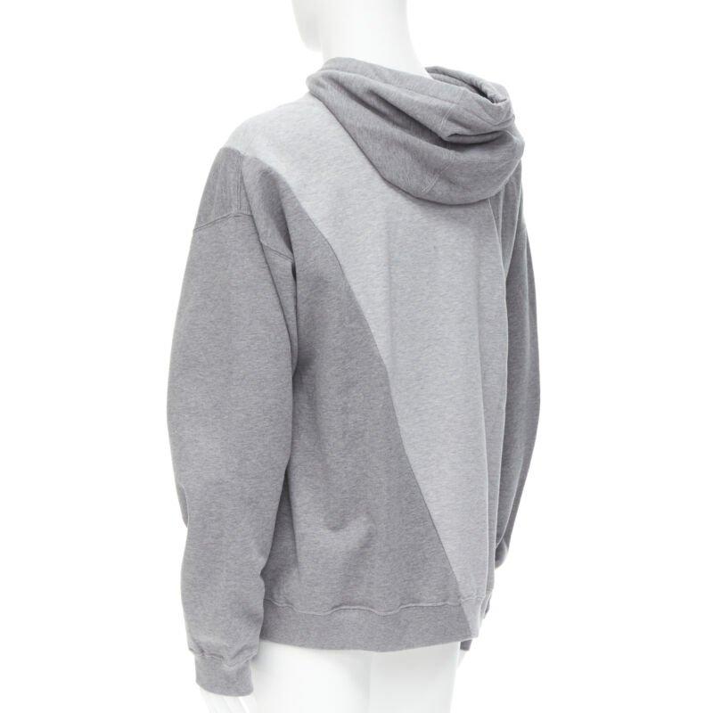 VERSACE Compilation deconstructed mixed logo cotton hoodie grey melange XS For Sale 1