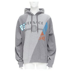 VERSACE Compilation dekonstruiertes, gemischtes Logo-Baumwoll- Hoodie-Grau-Melange XS
