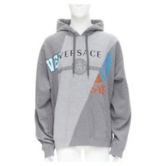 VERSACE Compilation dekonstruiertes, gemischtes Logo-Baumwoll- Hoodie-Grau-Melange XS