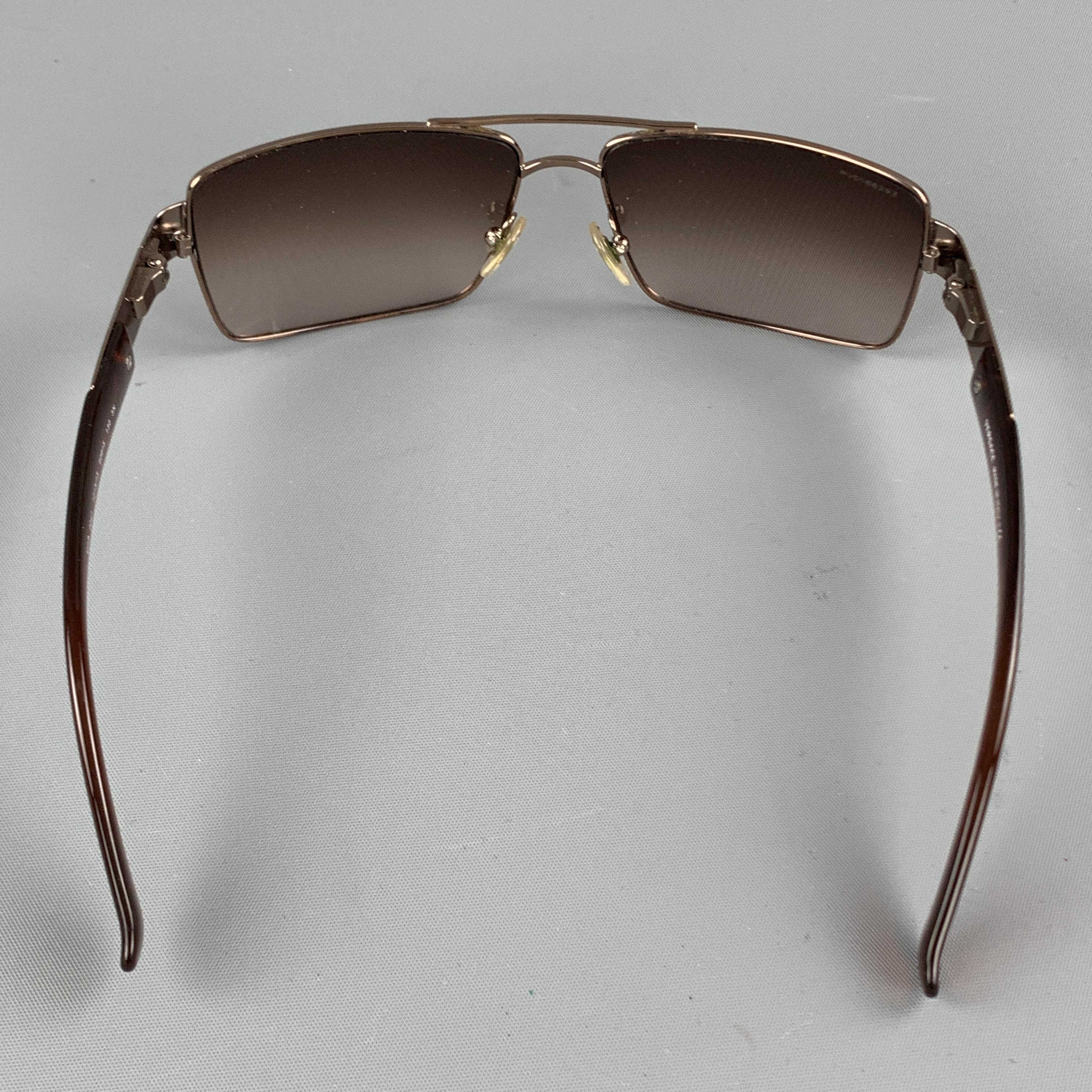 Black VERSACE Copper & Brown Metal & Acetate Square Sunglasses