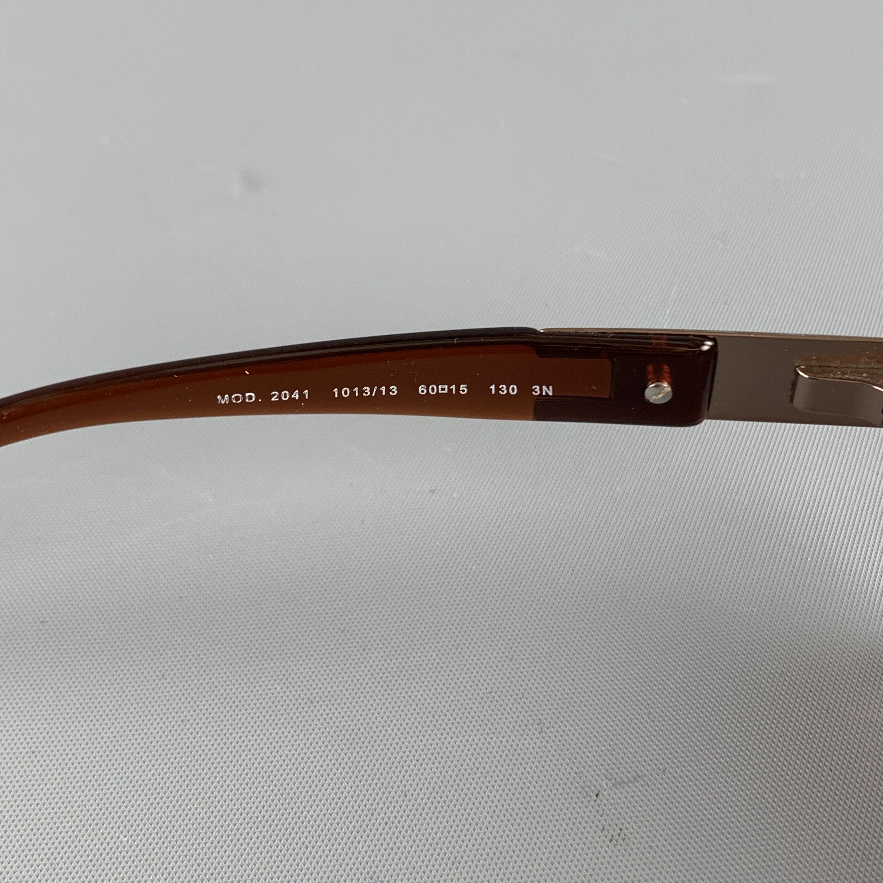 VERSACE Copper & Brown Metal & Acetate Square Sunglasses In Good Condition In San Francisco, CA
