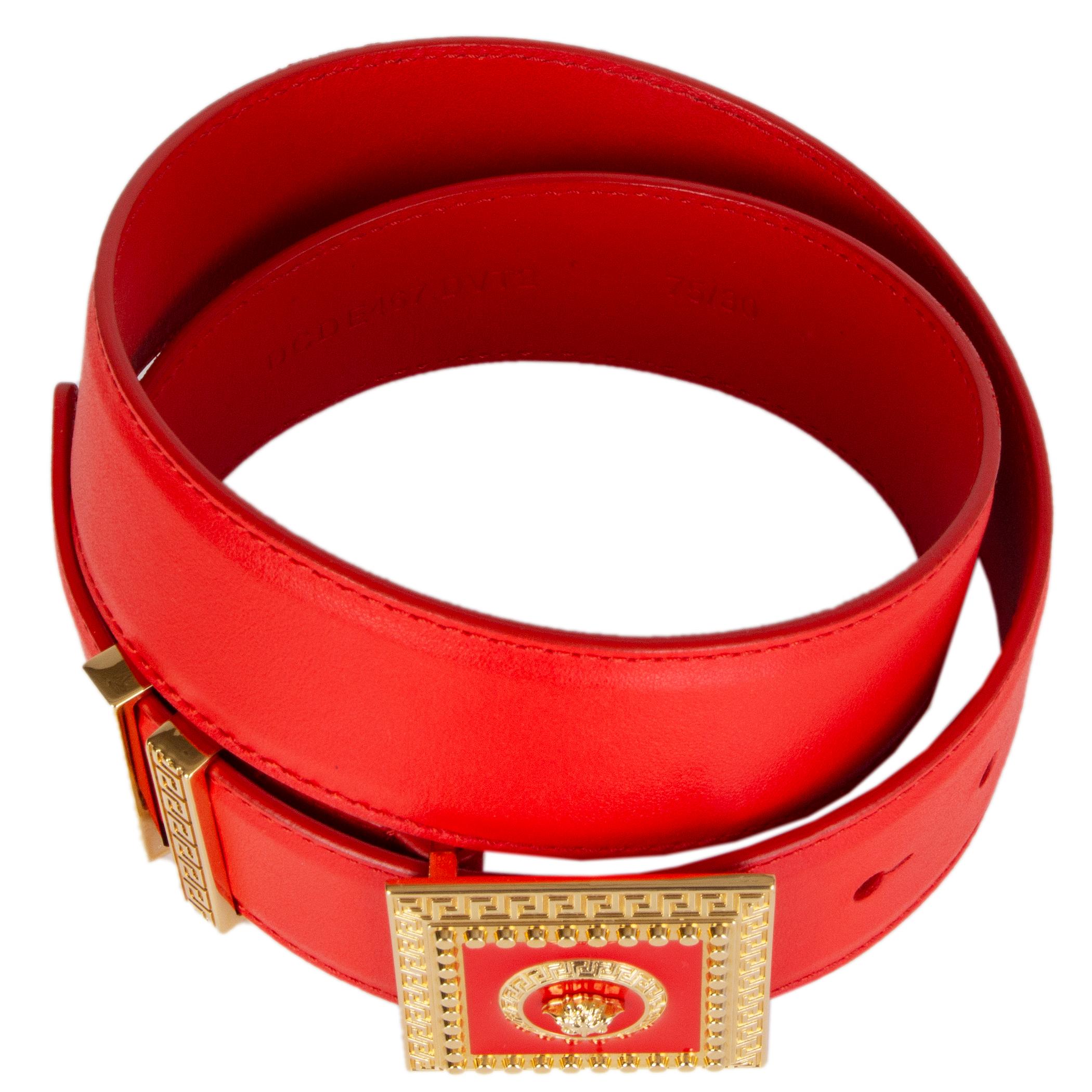red versace belt gold buckle