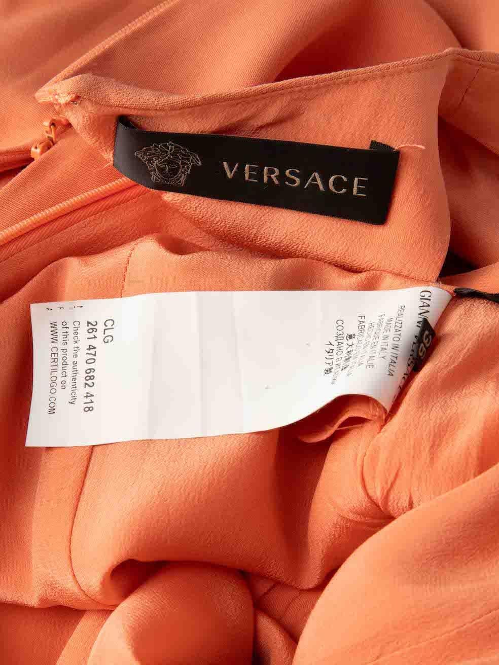 Versace Coral V-Neck Lace Up Detail Mini Dress Size XS For Sale 4