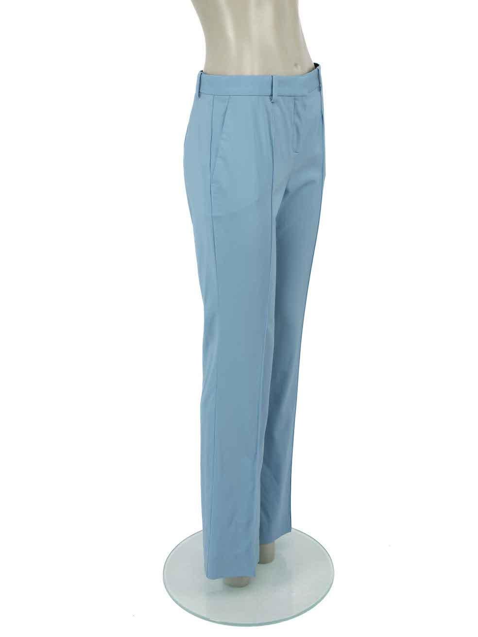 CONDITION is Very good. Hardly any visible wear to trousers is evident on this used Versace designer resale item.
 
Details
Cornflower blue
Wool
Straight leg trousers
Low rise
Front zip closure with button and clasp
Belt hoops
2x Front side