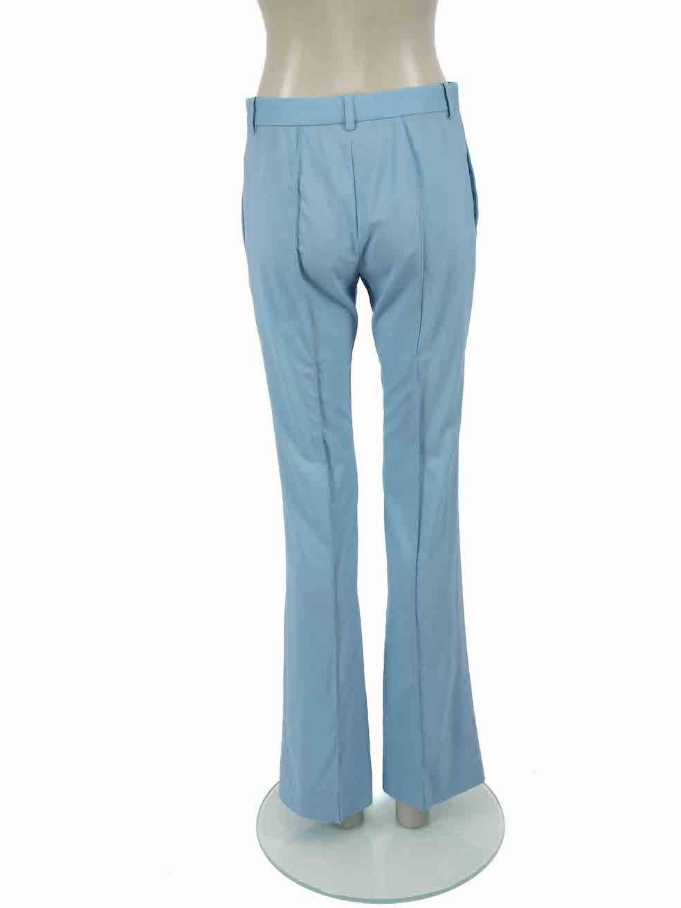 Versace Cornflower Blue Wool Straight Trousers Size XS In Excellent Condition For Sale In London, GB