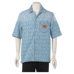 Versace - Camicia in cotone e denim blu