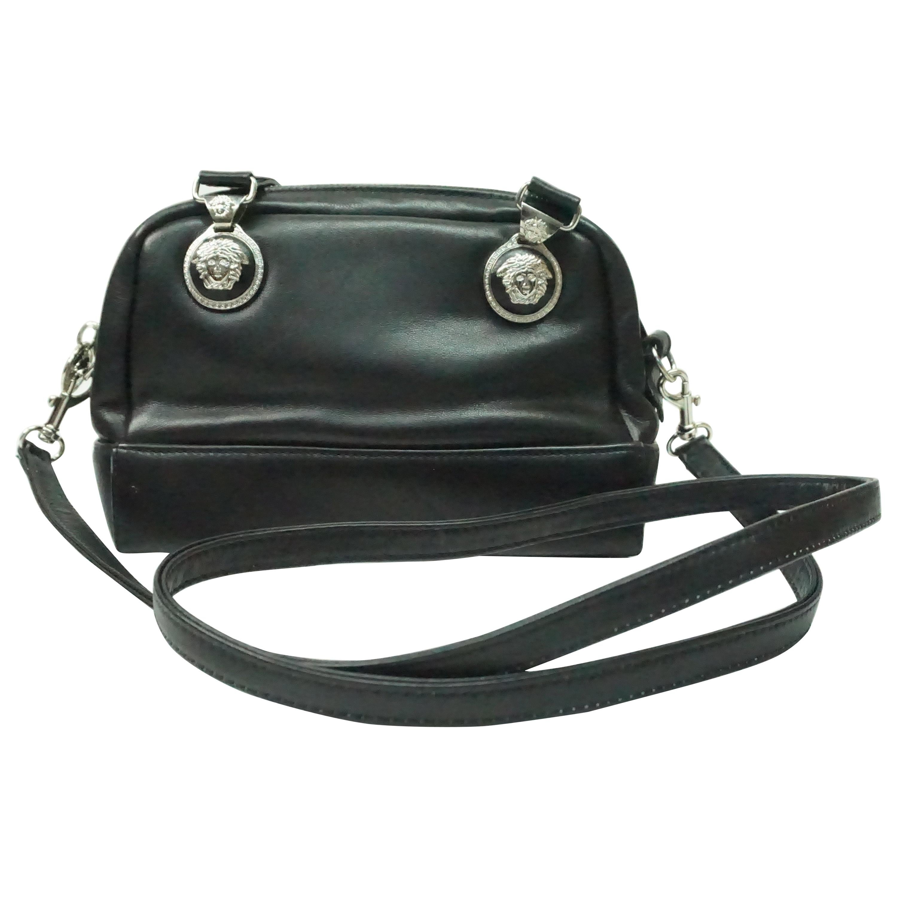Versace Couture BLACK leather cross body Purse 