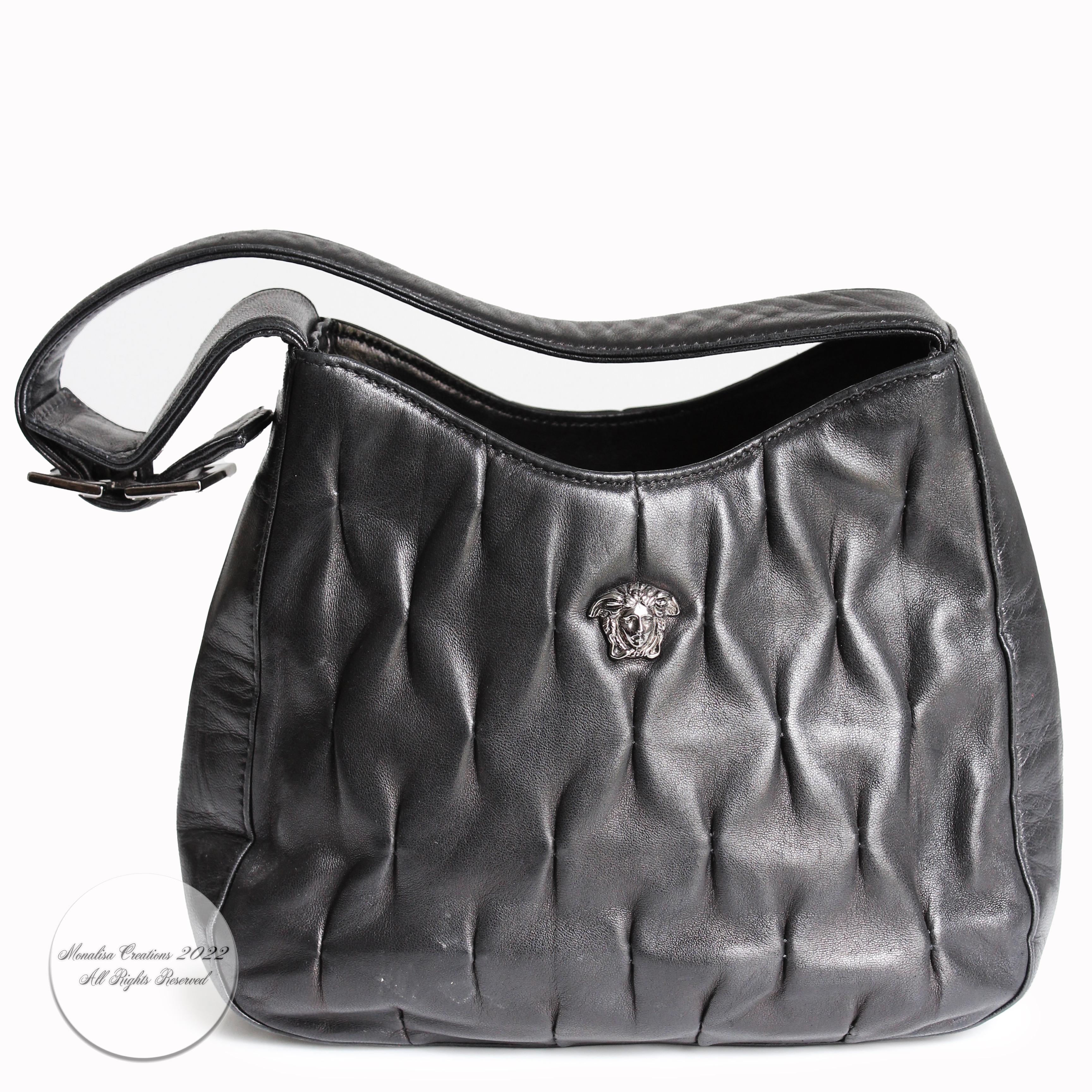 Versace Couture Evening Bag with Medusa Black Quilted Lambskin Leather 1990s 7