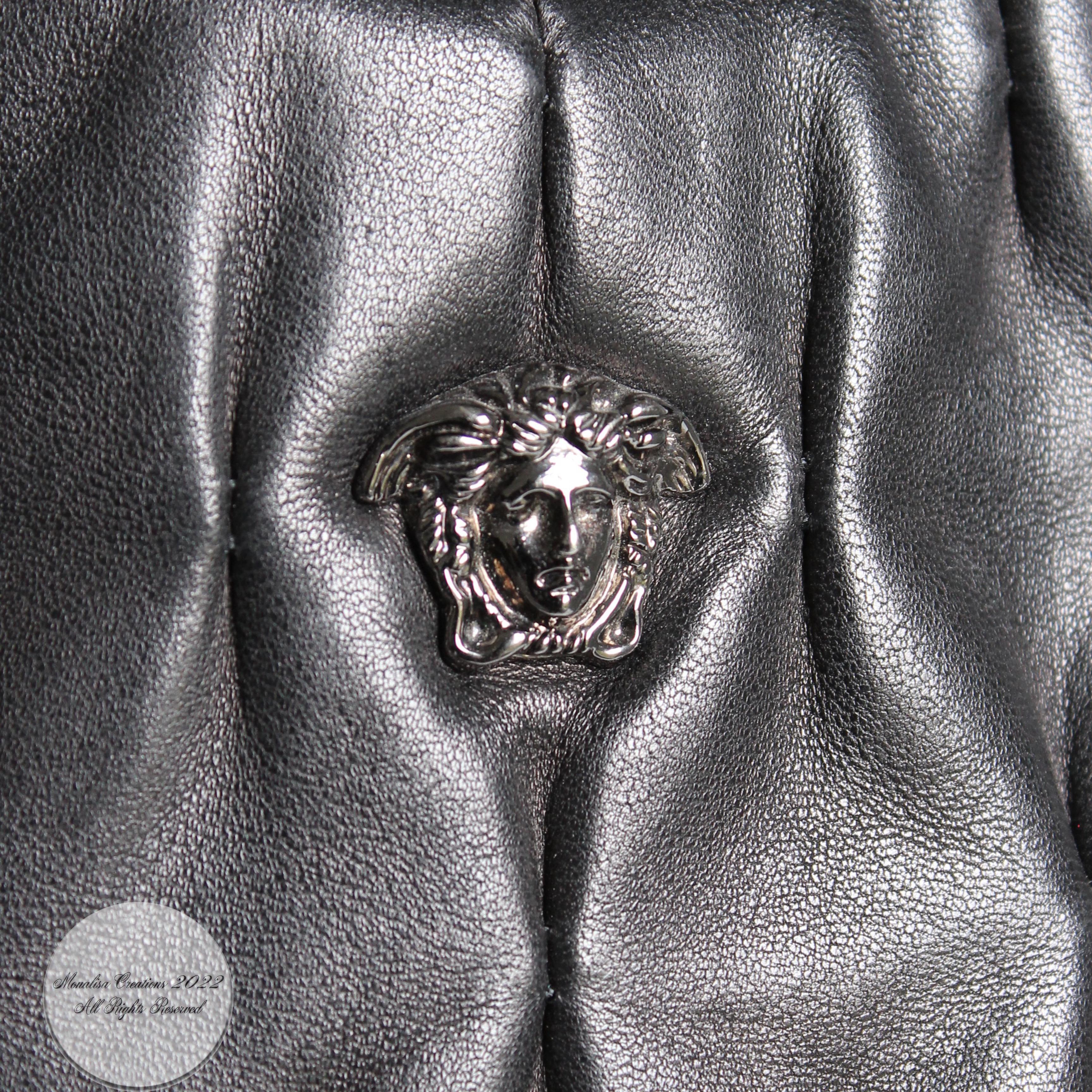 Versace Couture Evening Bag with Medusa Black Quilted Lambskin Leather 1990s In Good Condition In Port Saint Lucie, FL