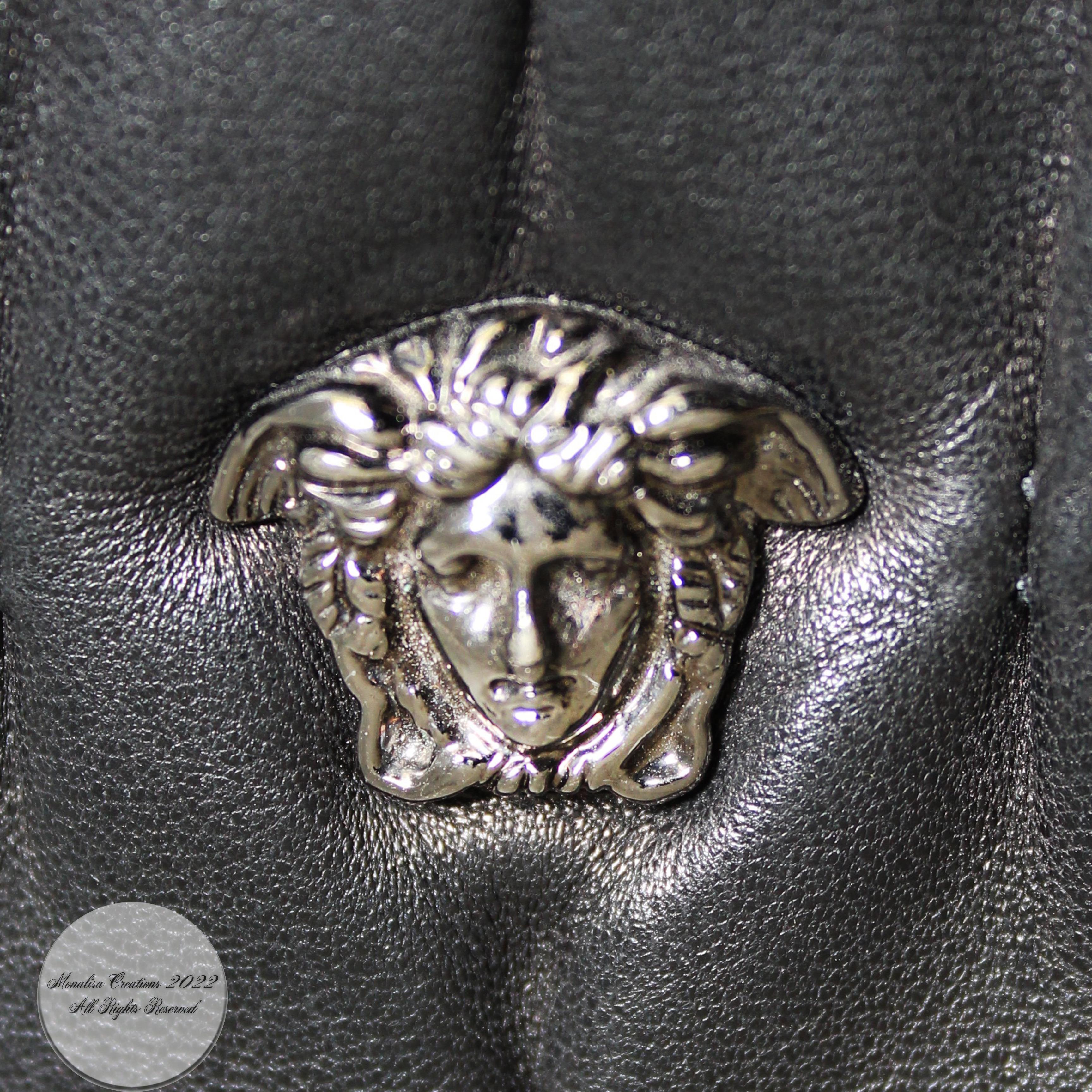 Women's Versace Couture Evening Bag with Medusa Black Quilted Lambskin Leather 1990s