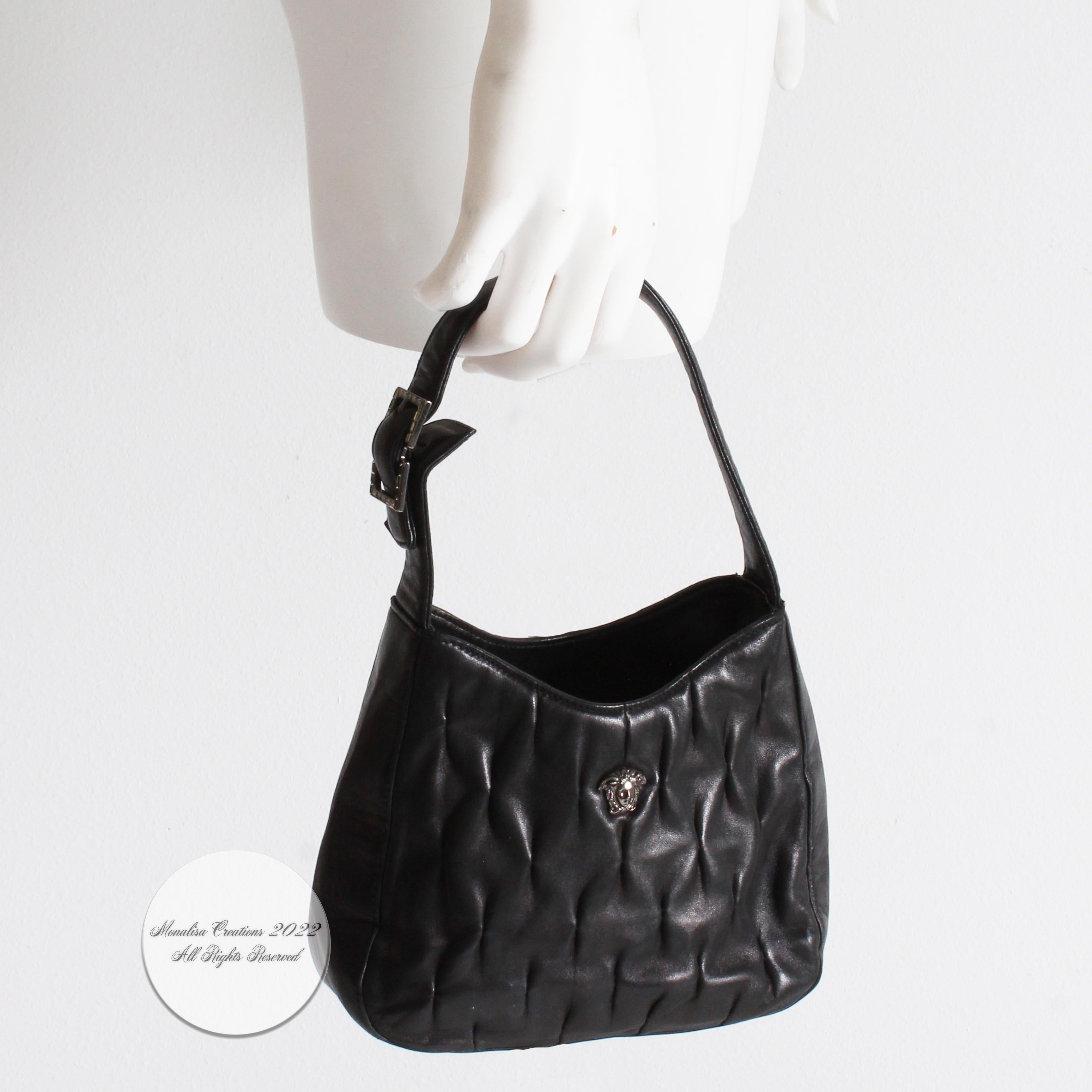 Versace Couture Evening Bag with Medusa Black Quilted Lambskin Leather 1990s 1