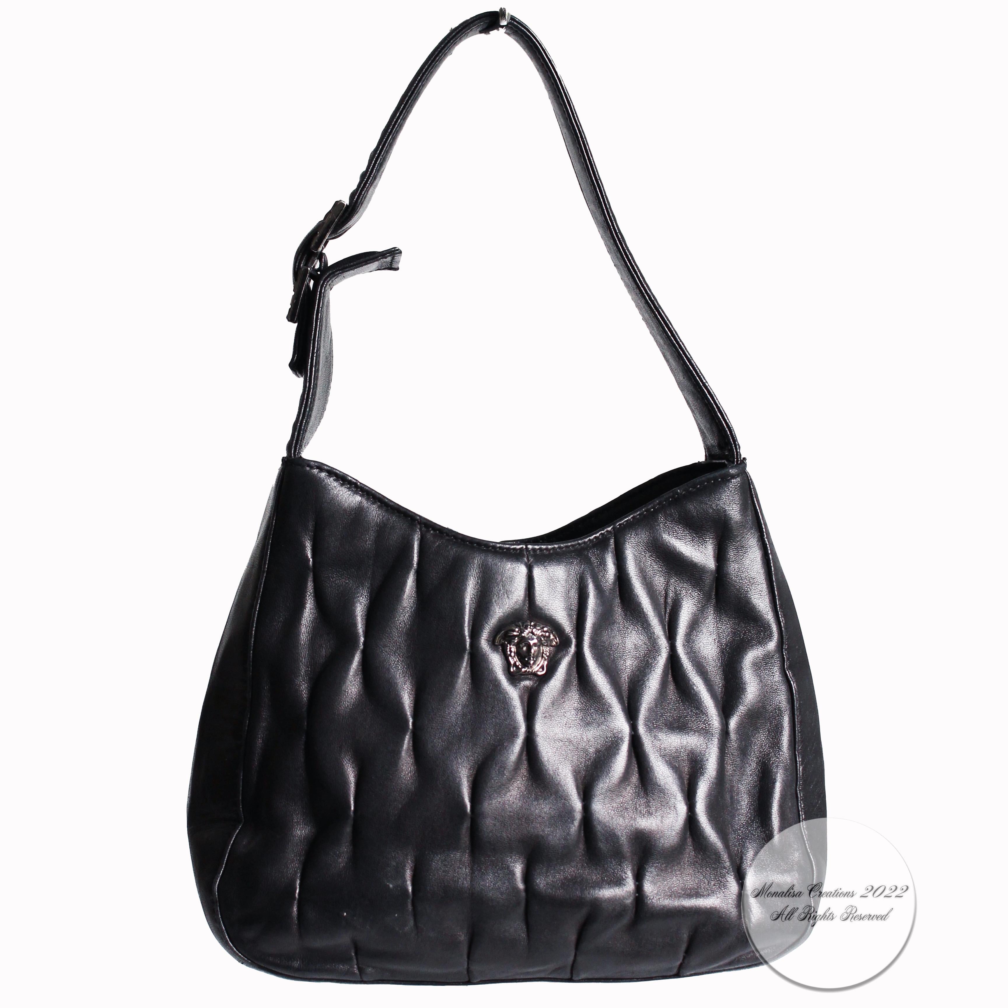 Versace Couture Evening Bag with Medusa Black Quilted Lambskin Leather 1990s 2