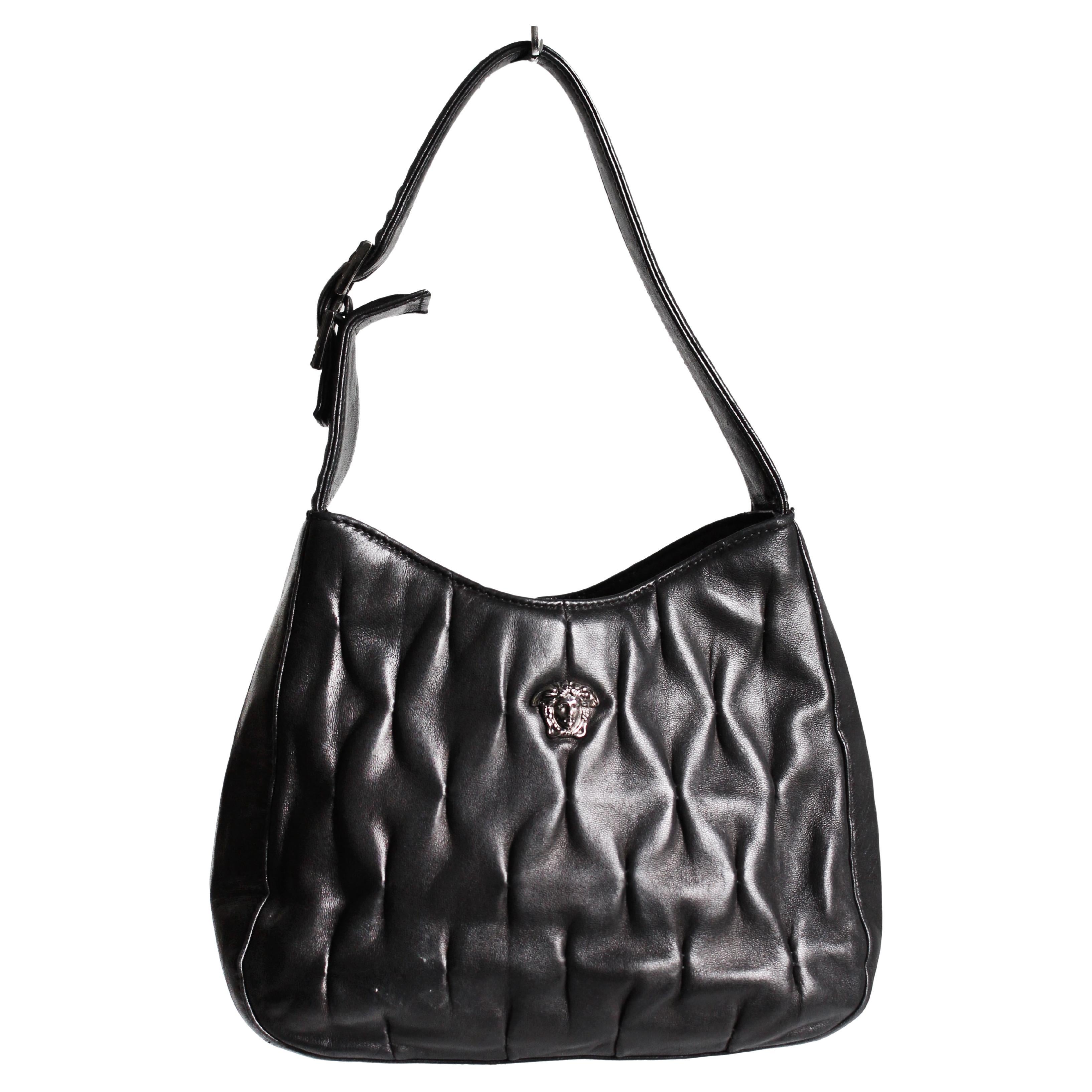 Versace Couture Evening Bag with Medusa Black Quilted Lambskin Leather 1990s