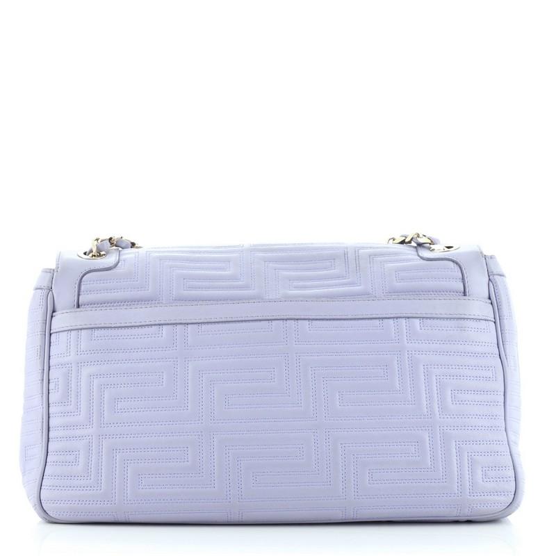 Purple Versace Couture Flap Bag Studded Matelasse Leather Large