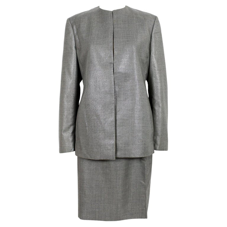 Versace Black Wool Skirt Suit
