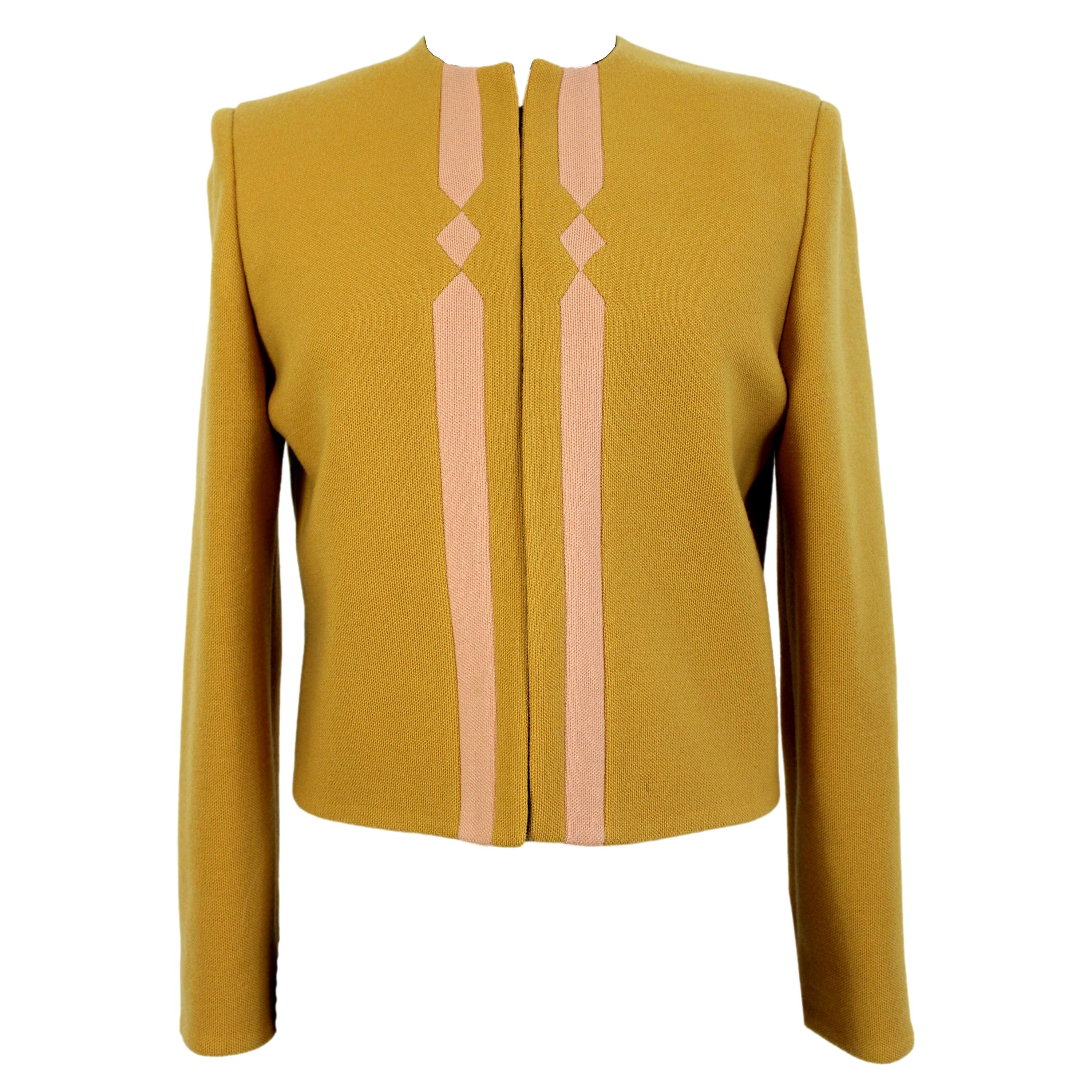Versace Couture Mustard Yellow Wool Evening Jacket 1980s