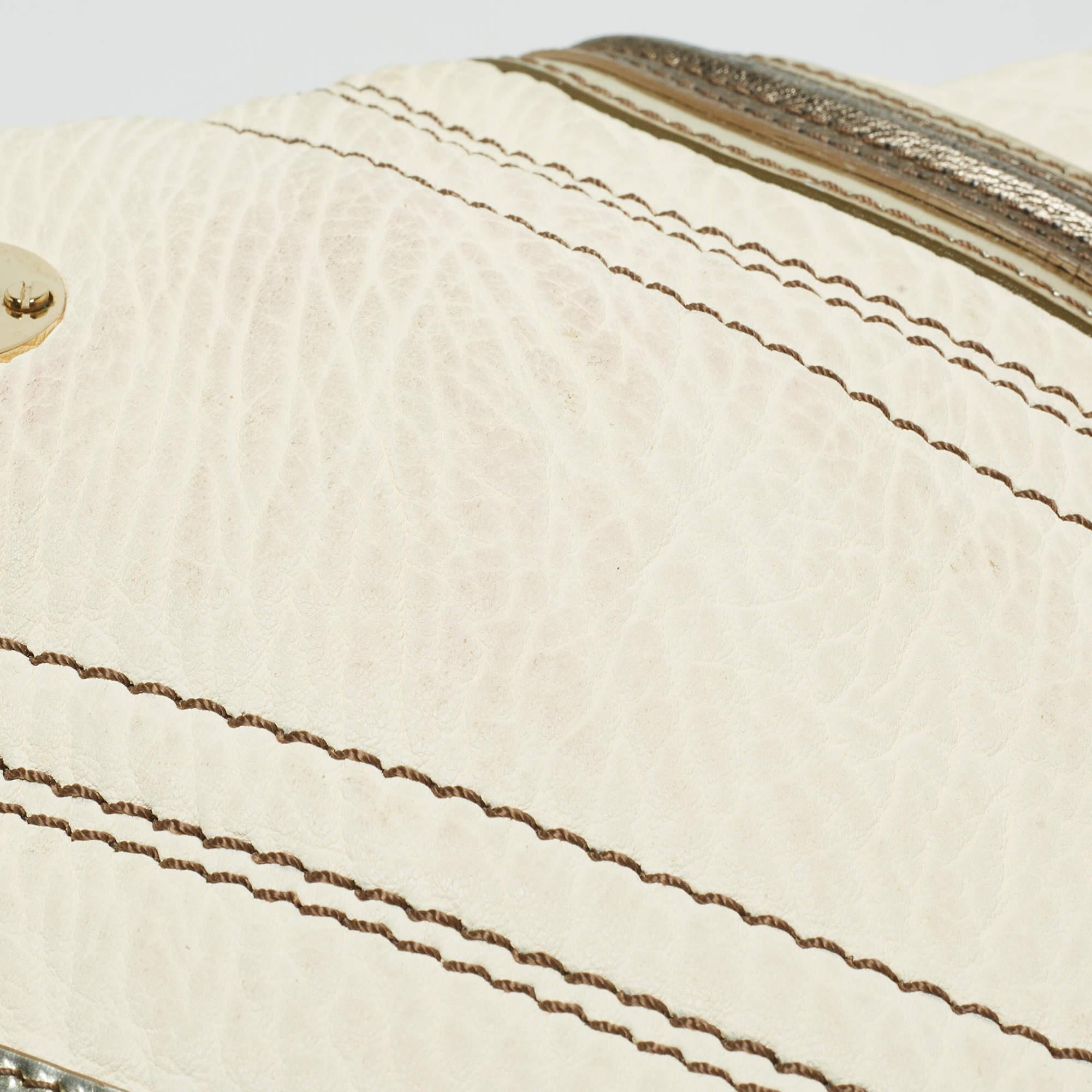 Versace Cream/Gold Leather Shoulder Bag For Sale 13