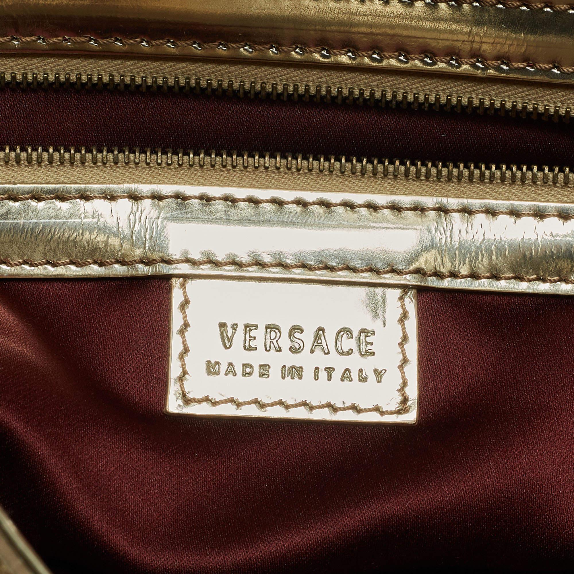 Versace Cream/Gold Leather Shoulder Bag For Sale 5