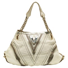 Versace Cream/Gold Leather Shoulder Bag