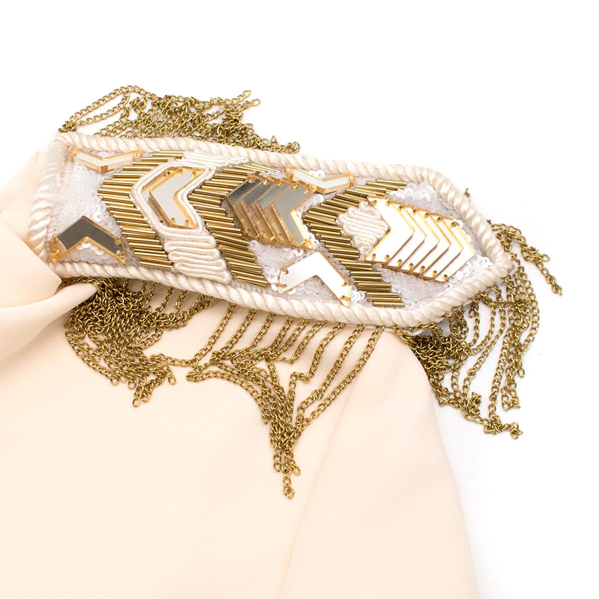 Versace Cream Mini Dress with Crystal Embellished Shoulders & Belt 40 IT 1