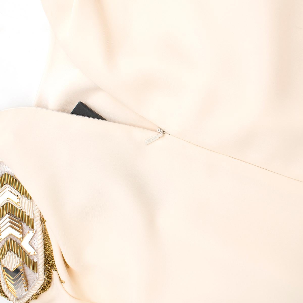 Women's Versace Cream Mini Dress with Crystal Embellished Shoulders & Belt - Size US 4