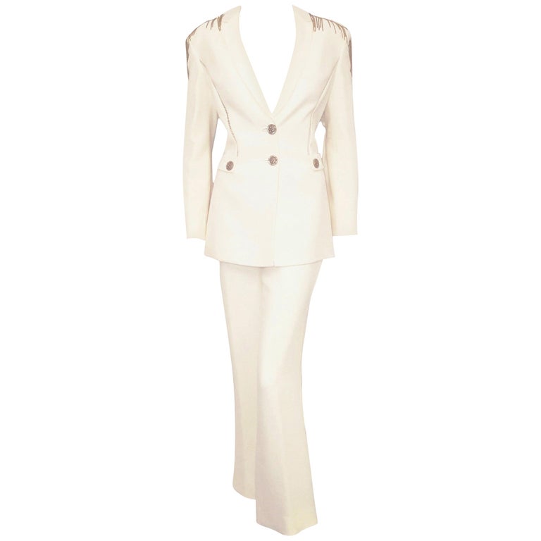 Versace Cream Pant Suit Milan Fashion Week Autumn/Winter 2014