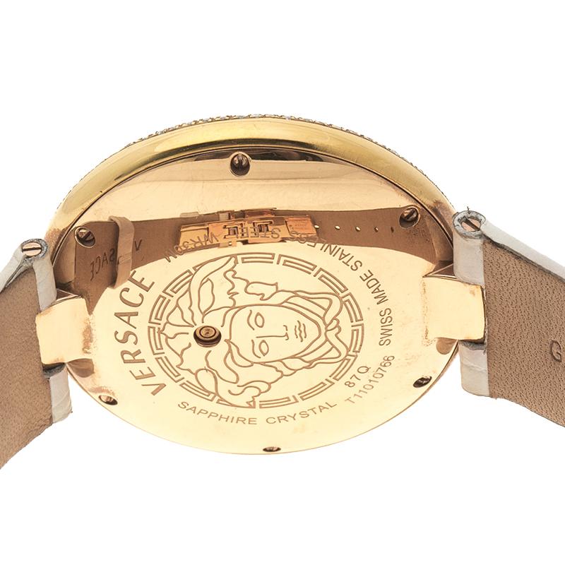 Contemporary Versace Cream Rose Gold Plated Steel Perpetuelle 87Q Women's Wristwatch 40 mm