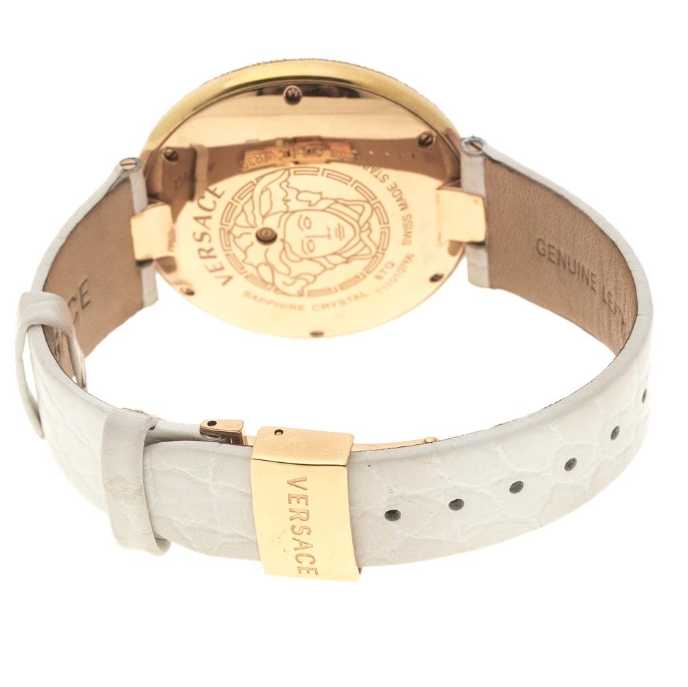 Versace Cream Rose Gold Plated Steel Perpetuelle 87Q Women's Wristwatch 40 mm In Good Condition In Dubai, Al Qouz 2
