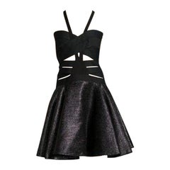 Versace Criss Cross Full Skirt Black Dress IT43 US 4-6
