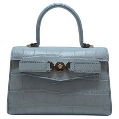 Versace Croc-Effect Medusa '95 Small Handbag in Baby Blue