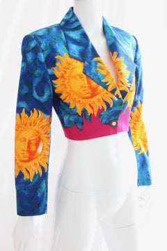 Versace Cropped Jacket Bold Sun Print Graphic Vintage 90s Gianni Versace Versus